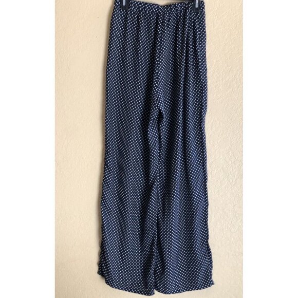 Glamorous Women's Navy Blue Polka Dot Up & Away Wide-Leg Pants Size S Nasty Gal - Picture 10 of 11